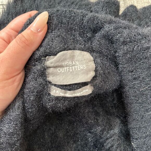 Urban Outfitters Black Furry Long Sleeve Sweater | Size Small - Picture 5 of 6